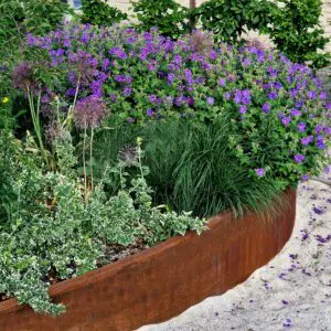 Rund blomsterbed i stål